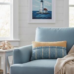 Croscill Captain's Quarters Boudoir Pillow Nautical-Coastal-Blue Tan-Lumbar-Sea